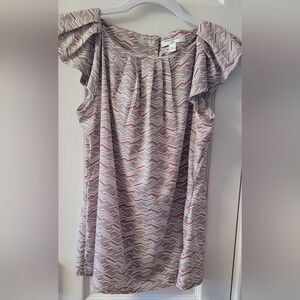 Banana Republic Tan and Red Chevron Dress